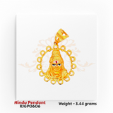 22kt Gold Hindu Pendant RJGP0606 – artistic circular gold frame with divine face motif, 3.44 grams – handcrafted spiritual pendant by Regal Jewels Chicago.