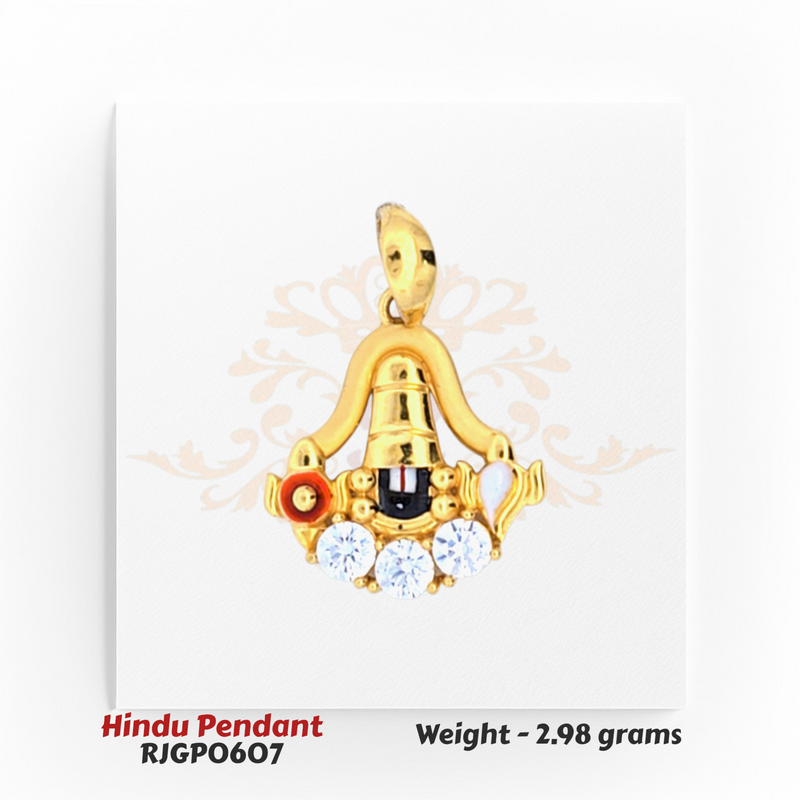 22kt Gold Shivling Pendant with Trishul Motif and CZ Stones – 2.98 grams (RJGP0607) Regal Jewels Chicago