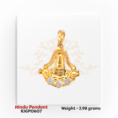 Rear View of 22kt Gold Shivling Pendant – Polished Gold Finish – 2.98 grams (RJGP0607) Regal Jewels Chicago
