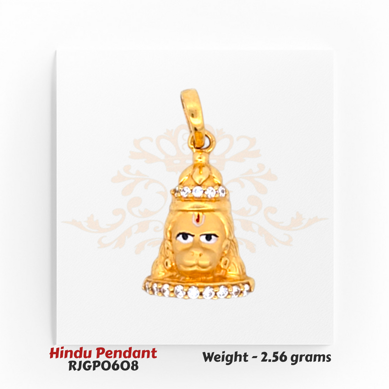 22kt Gold Narasimha Pendant with Enamel Details and CZ Border – 2.56 grams (RJGP0608) Regal Jewels Chicago