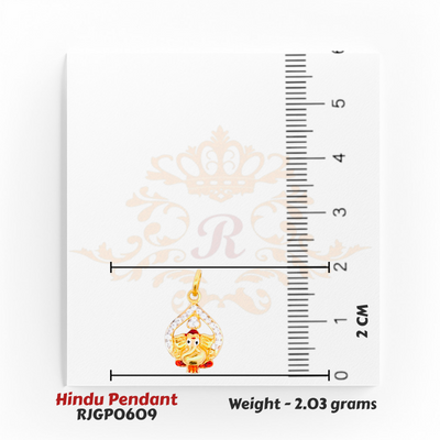 22kt Gold Ganesha Pendant – 2 cm Religious Jewelry with Sparkling Stone Setting – 2.03 grams (RJGP0609) Regal Jewels Chicago