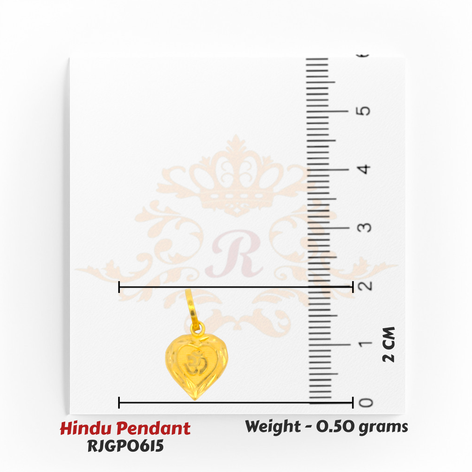 22kt Gold Om Heart Pendant – 2 cm Petite Heart-Shaped Hindu Jewelry 0.50 grams – Regal Jewels Chicago