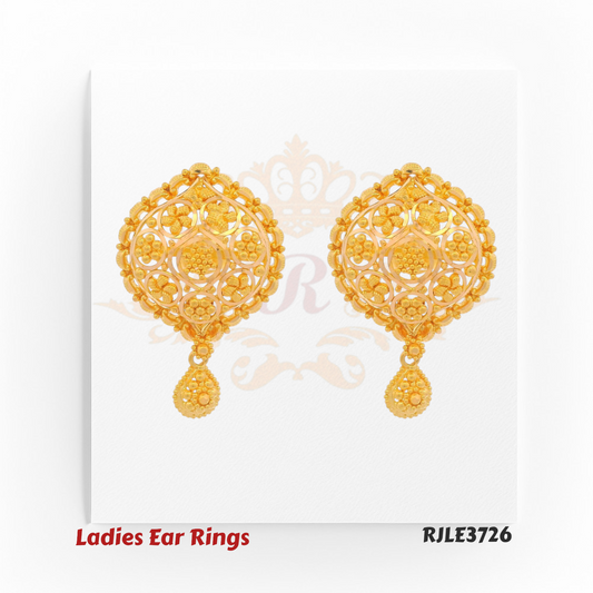 Gold Teardrop Dangle Filigree Ladies Earrings – RJLE3726