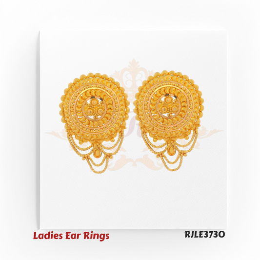 Gold Circular Drop Chain Ladies Earrings – RJLE3730