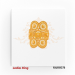 RJLRO273 – Front view of a wide gold ladies ring with six ornate circular filigree patterns.