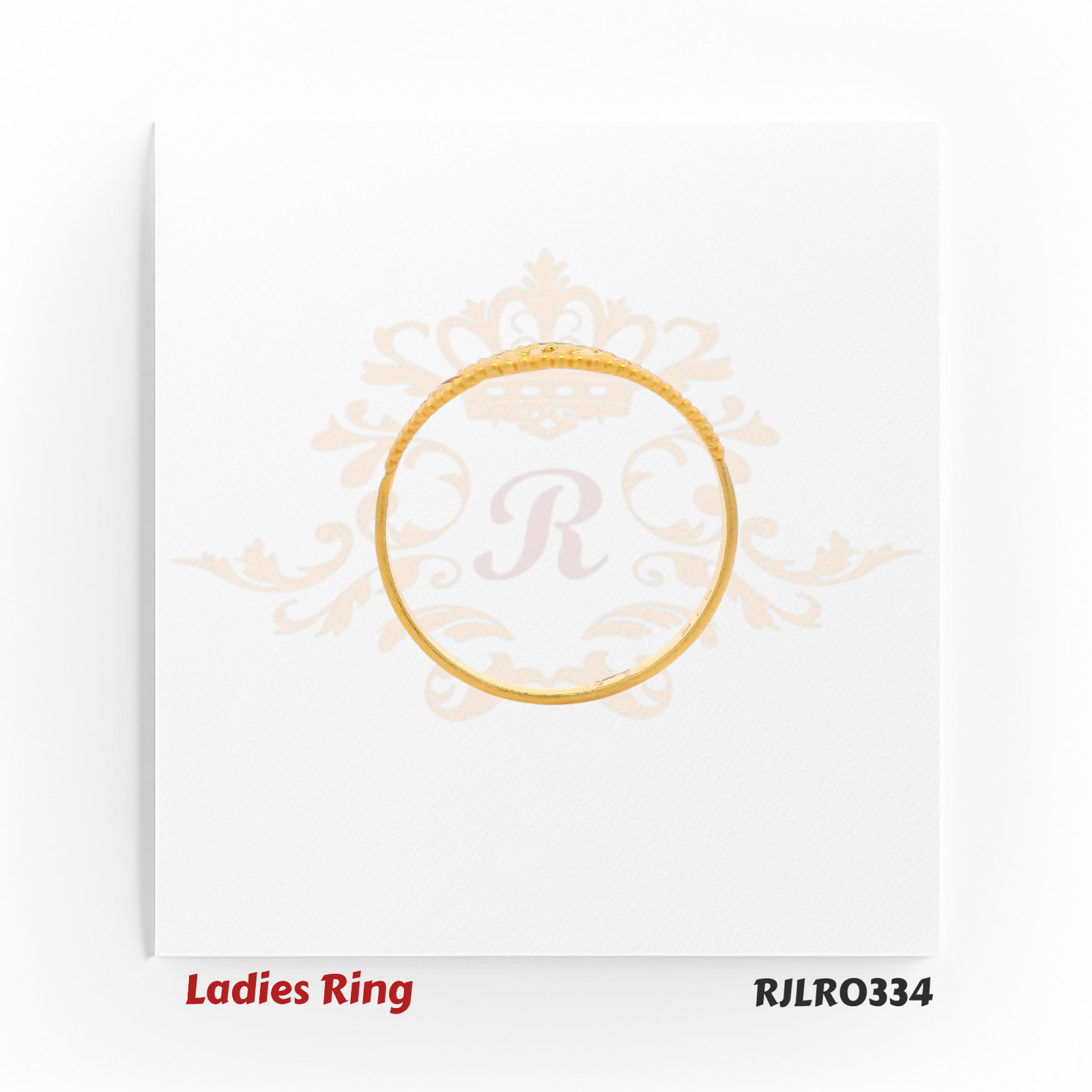 Shell-shaped statement ladies ring in gold with intricate fan-like openwork design and beaded frame for a unique standout accessory. RJLR0334