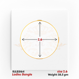 Top view of a gold ladies bangle with a smooth, polished circular band and a subtle clasp, showcasing a minimal yet elegant design. Model RJLB3164.