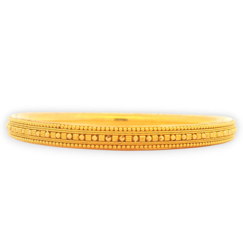 22kt Gold Bangles – Slim Traditional Design with Beaded Border & Fine Texture, 41 gm, RJLB3005 – Regal Jewels Chicago