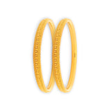22kt Gold Ladies Bangles – Pair with Elegant Beaded Border & Textured Accents, 41 gm, RJLB3005 – Regal Jewels Chicago