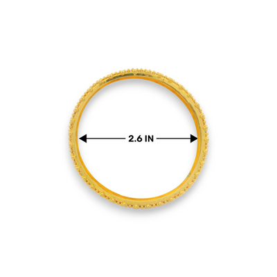 22kt gold ladies bangle with floral dome design, 2.6 inch diameter size, Regal Jewels Chicago – model RJLB3012.