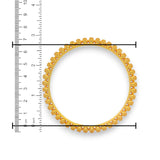 Premium 22kt gold ladies bangle, 53.6 gm, measured at 2.8 inch diameter on ruler scale, bold floral dome design – RJLB3014.