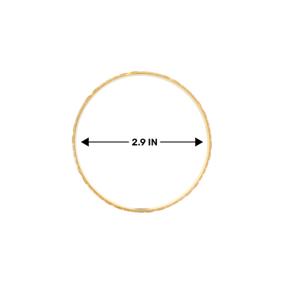 Exquisite 22kt gold ladies bangle, elegant diamond-cut textured pattern, 2.9 inch diameter top view – RJLB3128.