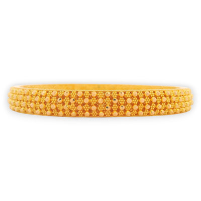 22kt Gold Ladies Bangles RJLB3261 – Side profile showcasing intricate beadwork and detailed craftsmanship, reflecting classic beauty and luxury. Exclusive Regal Jewels Chicago design.