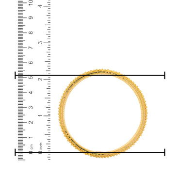 22kt Gold Ladies Bangles RJLB3261 – Flat lay view highlighting the refined floral beaded textures and uniform handcrafted finish, perfect for traditional and modern style. Regal Jewels Chicago.
