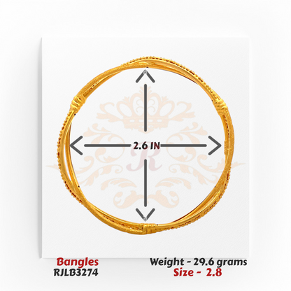 22kt Gold Bangles – RJLB3274 (2 Bangles) | Elegant Crisscross Design