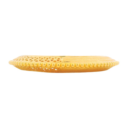 RJLB3280 22kt Gold Bangle – side profile showcasing beaded border and fine lattice-style cutwork pattern.