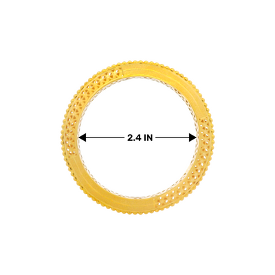 22kt Gold Ladies Bangle RJLB3280 – Classic circular design with intricate cutwork and beaded outer edge, 2.4-inch size highlighted.