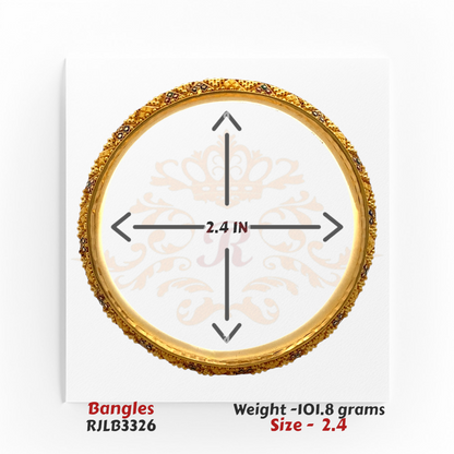 Single RJLB3326 bangle shown with directional arrows and labeled diameter of 2.4 inches.