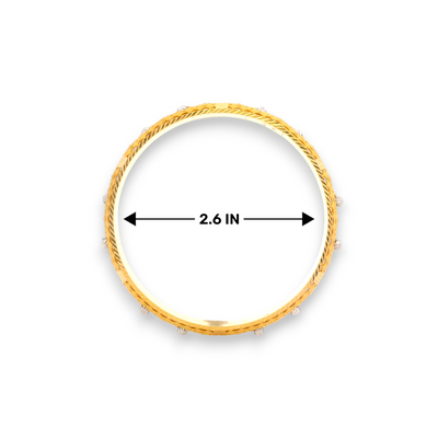 “22kt Gold Ladies Bangle RJLB3334B – Intricate filigree with white accents, 2.4 inch – Regal Jewels Chicago”

“Traditional 22kt gold filigree bangle RJLB3334B – Handcrafted elegance, 2.4 inch – Regal Jewels USA”

“Regal Jewels RJLB3334B – Designer 22kt gold ladies bangle with fine filigree detailing, 2.4 inch size”