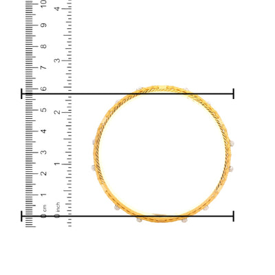 22kt Gold Ladies Bangle RJLB3334C – Elegant handcrafted textured design with small bead accents, 2.6 inch size, traditional Indian jewelry – Regal Jewels Chicago