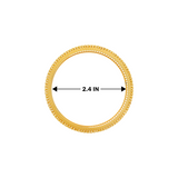 22kt Gold Ladies Bangle RJLB3347C – elegant kada with textured beadwork and lattice cut design, 2.4 inch diameter size measurement clearly shown – Regal Jewels Chicago