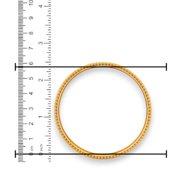 22kt Gold Ladies Bangle RJLB3356B – elegant round kada with textured bead design, measured diameter shown in cm and inches for accurate sizing – Regal Jewels Chicago