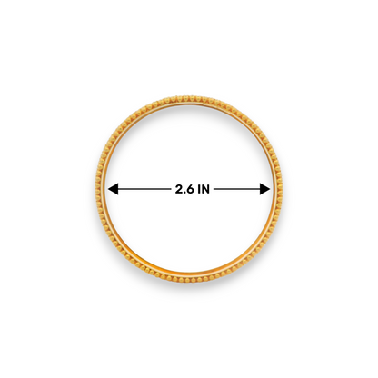22kt Gold Ladies Bangle RJLB3356C – elegant kada with bead edging design, 2.6 inch diameter size measurement clearly shown – Regal Jewels Chicago