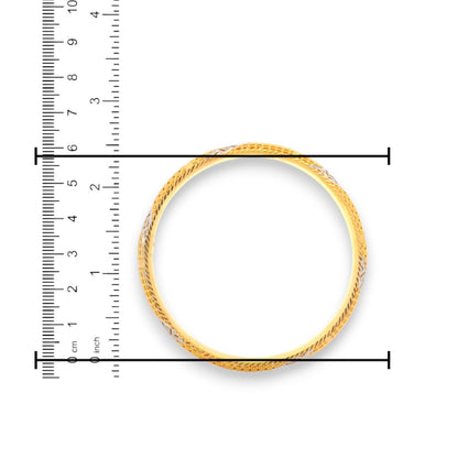 22kt Gold Ladies Bangle RJLB3398C – Handcrafted Indian gold bangle with textured pattern and dual-tone detailing, 2.6 inch size, ethnic bridal jewelry – Regal Jewels Chicago