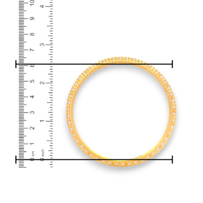 22kt Gold Ladies Bangle RJLB3400C – Floral patterned Indian gold bangle with diamond-cut detailing, size 2.6 inch, traditional ethnic jewelry Chicago – Regal Jewels