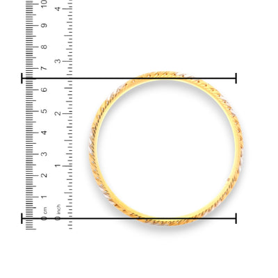 22kt Gold Ladies Bangle RJLB3411C – Designer two-tone gold bangle with textured twist pattern, handcrafted yellow & white gold jewelry, size 2.6 inch – Regal Jewels Chicago Indian Jewelry