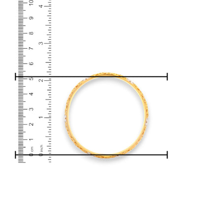22kt Gold Ladies Bangle RJLB3465C – Intricate floral engraved gold bangle with white gold accents, size 2.5 inch, traditional Indian jewelry Chicago – Regal Jewels