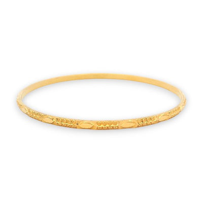 22kt Gold Single Bangle – Slim Lightweight Kada with Fine Detailing, Close-Up Side Profile – RJLB3541B