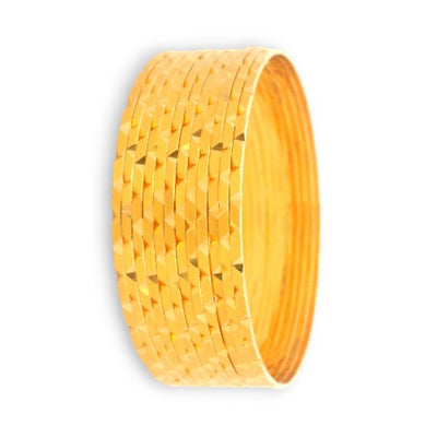 22kt Gold Ladies Bangles Set – Geometric Faceted Design, Full Stack Side Profile, Regal Jewels Chicago – RJLB3552