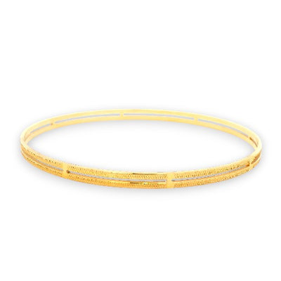 22kt Gold Slim Bangle – Lightweight Kada with Fine Cutwork Detailing, Single Piece Side Profile – RJLB3558B