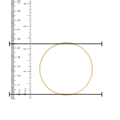 22kt Gold Ladies Bangle RJLB4021B – sleek plain kada with polished finish, measured diameter shown with ruler in cm and inches for accurate sizing – Regal Jewels Chicago