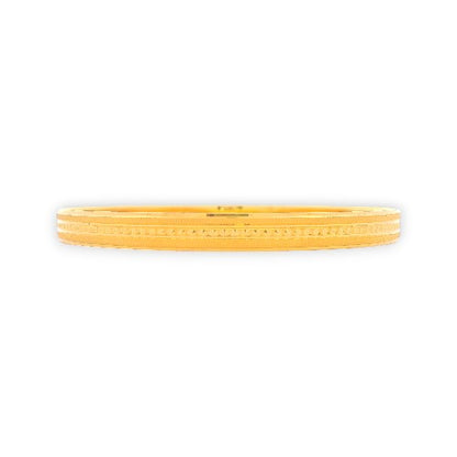 22kt Gold Ladies Bangle RJLB4023A – sleek kada with fine engraved line detailing and smooth polished finish, minimalist side profile view – Regal Jewels Chicago