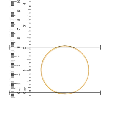 22kt Gold Ladies Bangle RJLB4023B – slim plain kada with polished finish, diameter size measured using ruler in cm and inches for accurate sizing – Regal Jewels Chicago