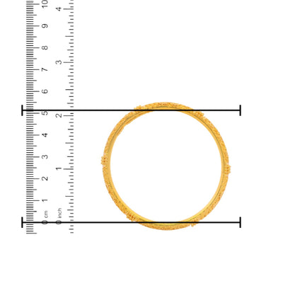 22kt Gold Ladies Bangle RJLB4025B – handcrafted kada with intricate engraved detailing, diameter size measurement shown using ruler in cm and inches – Regal Jewels Chicago