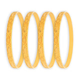 22kt Gold Ladies Bangles RJLB4026 – Engraved circular swirl motif, elegant 4-piece lightweight traditional gold bangle set for women – Regal Jewels Chicago