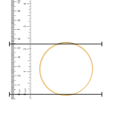 22kt Gold Ladies Bangle RJLB4028B – slim polished kada with plain finish, diameter size measurement shown using ruler in cm and inches – Regal Jewels Chicago
