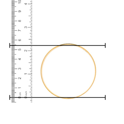 22kt Gold Ladies Bangle RJLB4028B – slim polished kada with plain finish, diameter size measurement shown using ruler in cm and inches – Regal Jewels Chicago