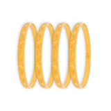 22kt Gold Ladies Bangles RJLB4028 – Circular engraved textured design, traditional 4-piece lightweight gold bangle set for women – Regal Jewels Chicago