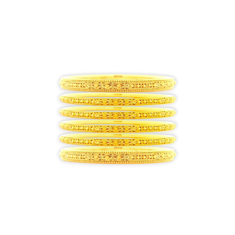 “22kt Gold Ladies Bangles RJLB4032A – Set of 6 traditional handcrafted bangles with intricate filigree design – Regal Jewels Chicago”

“Elegant 22 karat gold bangle set RJLB4032A, finely detailed Indian wedding jewelry for women – Regal Jewels USA”

“Handmade 22kt gold bangles RJLB4032A – ethnic Indian jewelry, set of 6 bridal bangles with filigree accents – Regal Jewels Chicago”
