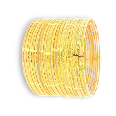 Wide Stack of 22kt Gold Ladies Bangles – Fine Cut Detailing, 166.7 gm – Regal Jewels RJLB4035