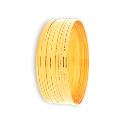 Side angle of 22kt Gold Ladies Bangles with sleek lined design | Model RJLB4038 – Regal Jewels Chicago