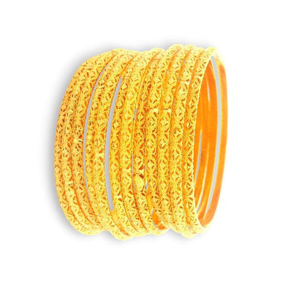 Side view of 22kt Gold Ladies Bangles – Elegant patterned design | Model RJLB4039 – Regal Jewels Chicago