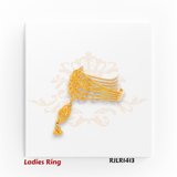 Ornate Gold Hathphool-Style Ring with Dangler – RJLR1413