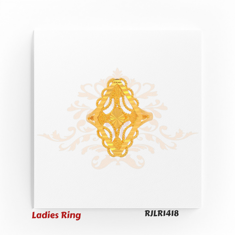 Elegant Diamond-Cut Filigree Gold Ring – RJLR1418