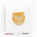 Fan-Inspired Gold Ring with Hanging Beads – RJLR1423