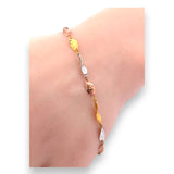 22kt Gold Ladies Bracelet with Tricolor Leaf Motifs – Elegant Dual-Tone Design in Yellow, Rose, and White Gold Finish – Regal Jewels RJLB4043